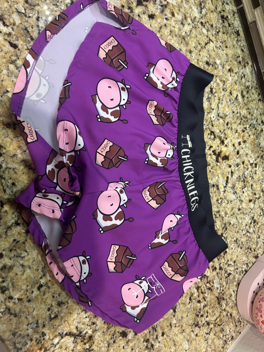 ChicknLegs Purple Cow Print Athletic Shorts